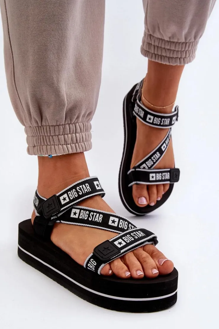 Damskie Big Star Shoes Sandały Damskie Na Platformie Big Star NN274A525 Czarne