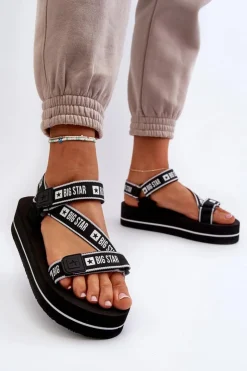 Damskie Big Star Shoes Sandały Damskie Na Platformie Big Star NN274A525 Czarne