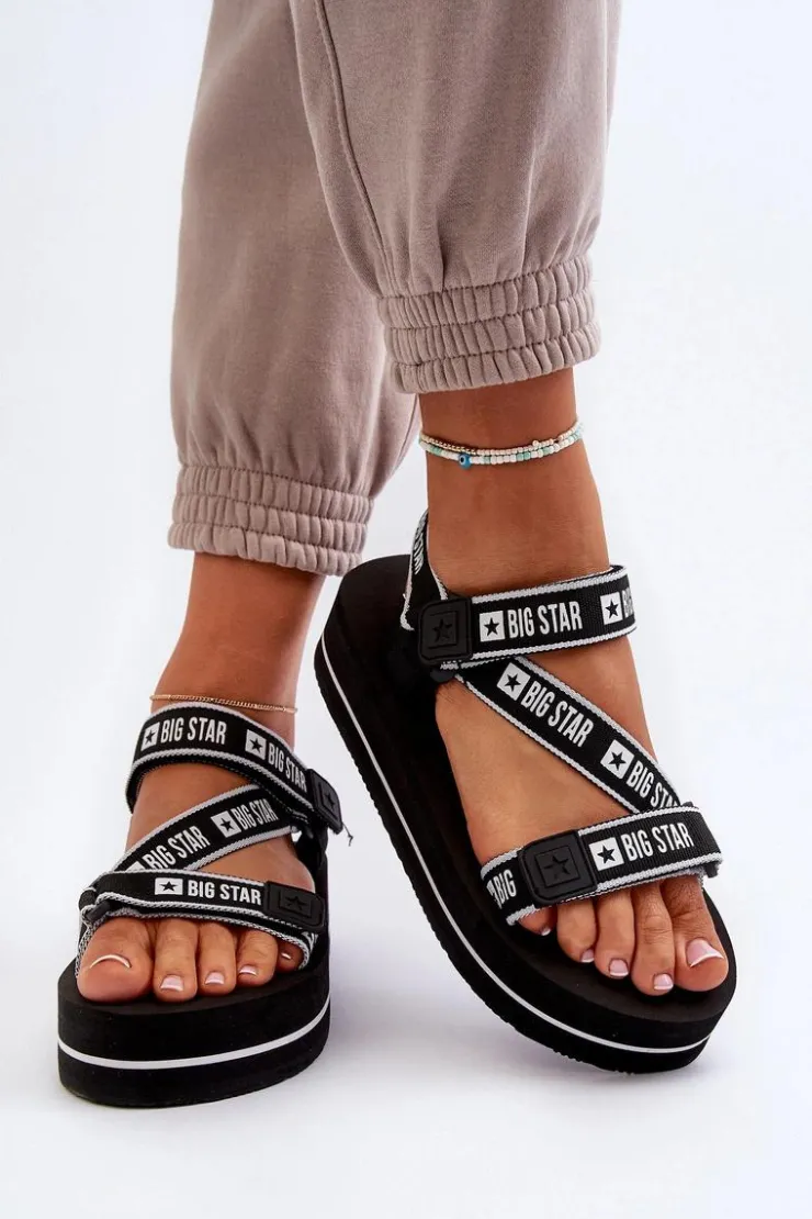 Damskie Big Star Shoes Sandały Damskie Na Platformie Big Star NN274A525 Czarne