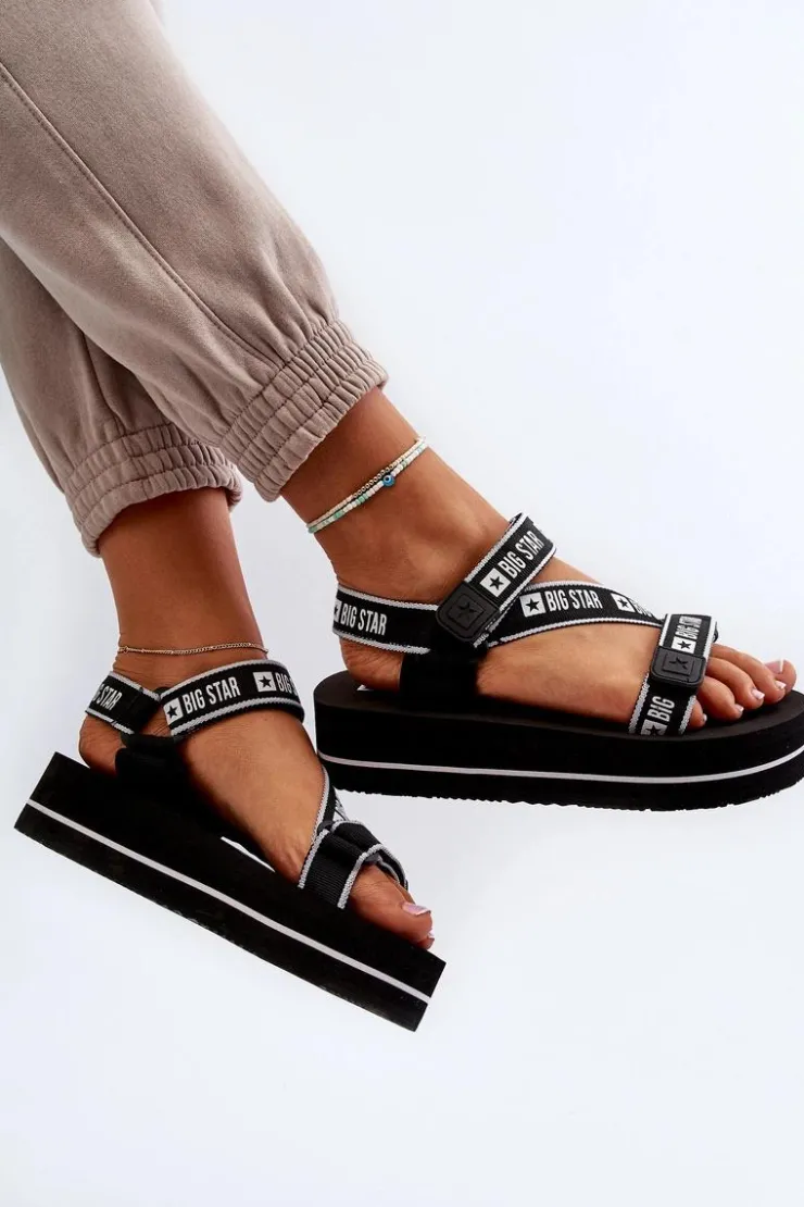 Damskie Big Star Shoes Sandały Damskie Na Platformie Big Star NN274A525 Czarne