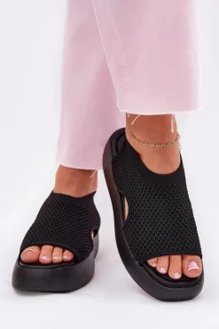 Sale Boto Sandały Damskie Na Platformie Czarne Kavira Czarny
