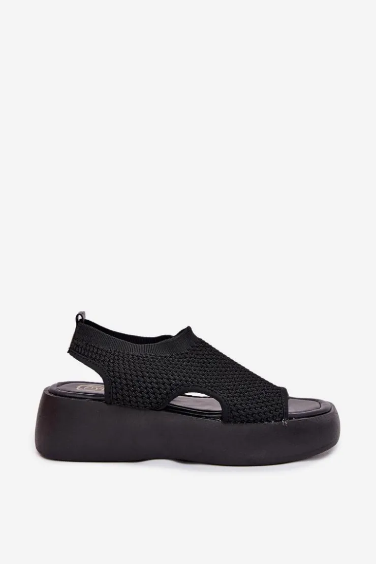 Sale Boto Sandały Damskie Na Platformie Czarne Kavira Czarny