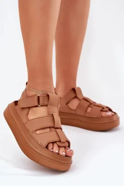 Damskie Boto Sandały Damskie Na Platformie Camel Nitavelia