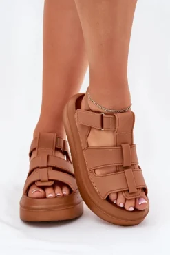 Damskie Boto Sandały Damskie Na Platformie Camel Nitavelia