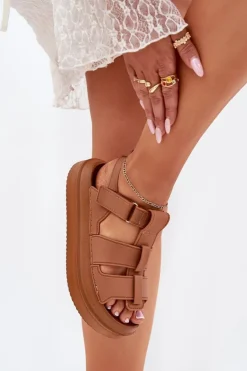 Damskie Boto Sandały Damskie Na Platformie Camel Nitavelia