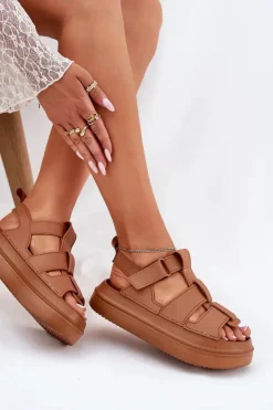 Damskie Boto Sandały Damskie Na Platformie Camel Nitavelia