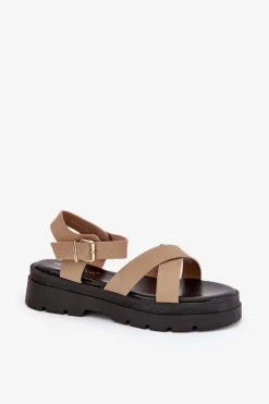 Damskie Boto Sandały Damskie Na Platformie Z Eko Skóry Khaki Gevinniser