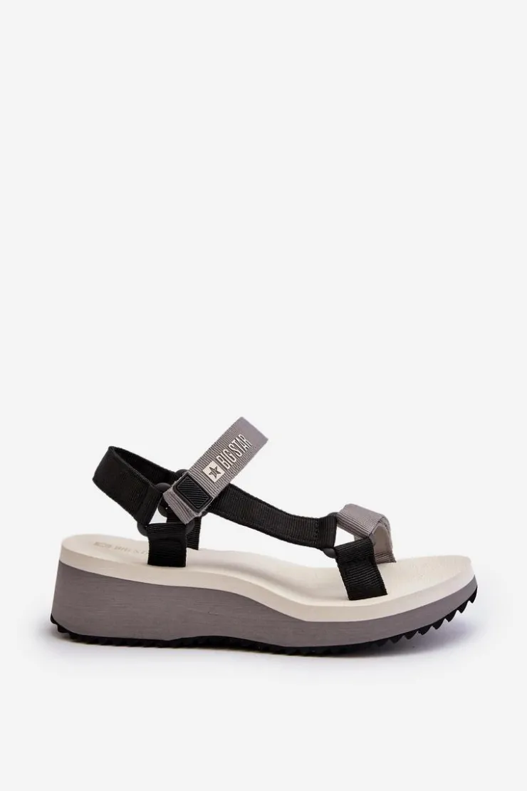 Damskie Big Star Shoes Sandały Damskie Na Platformie I Koturnie Big Star NN274A054 Szare