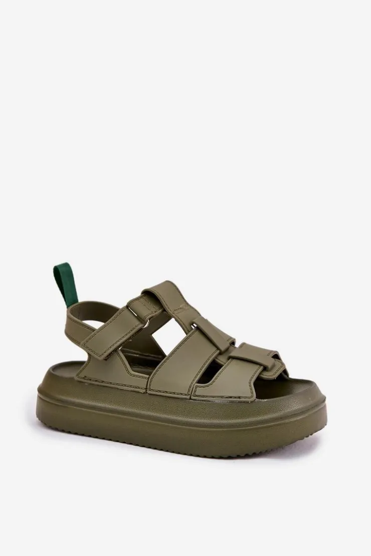 Boto Sandały Płaskie*Sandały Damskie Na Platformie Zielone Nitavelia Zielony