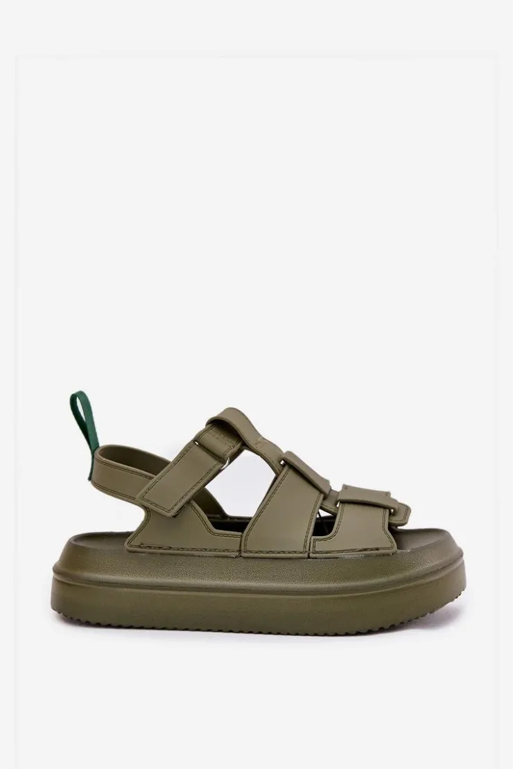 Boto Sandały Płaskie*Sandały Damskie Na Platformie Zielone Nitavelia Zielony