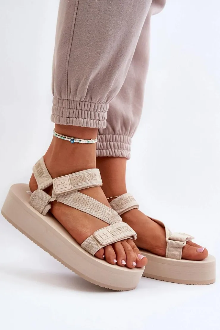 Big Star Shoes Sandały Big Star|Sandały Płaskie*Sandały Damskie Na Platformie Big Star NN274A528 Beżowe Beżowy