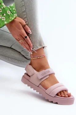Damskie Big Star Shoes Sandały Damskie Na Platformie Big Star NN274753 Różowe
