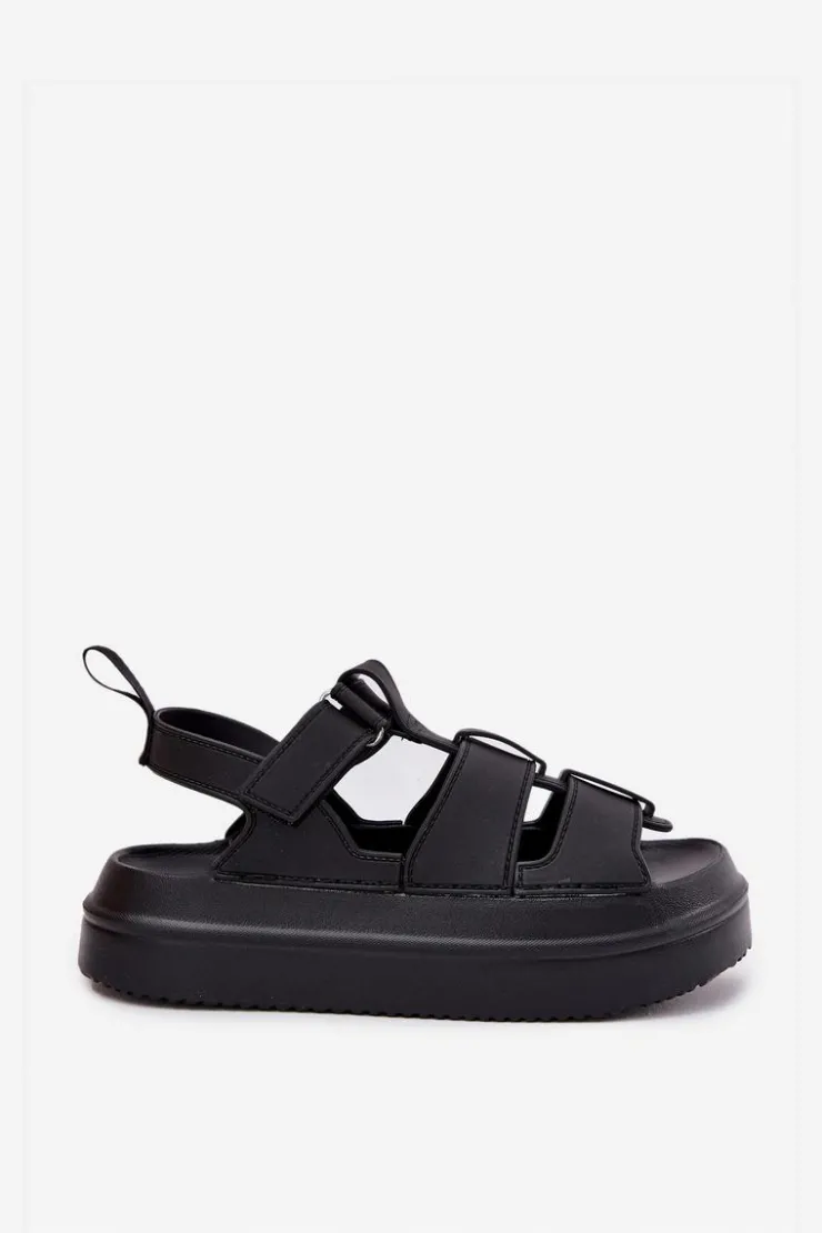 Sale Boto Sandały Damskie Na Platformie Czarne Nitavelia Czarny