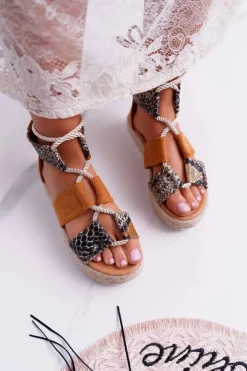 Boto Sandały Płaskie*Sandały Damskie na Platformie Camel Ergola