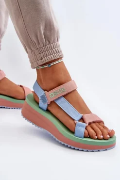 Best Big Star Shoes Sandały Damskie Na Platformie I Koturnie Big Star NN274A055 Niebieskie