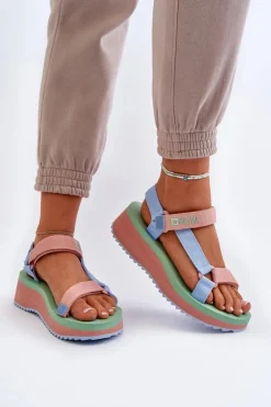 Best Big Star Shoes Sandały Damskie Na Platformie I Koturnie Big Star NN274A055 Niebieskie