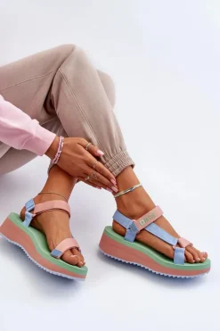 Best Big Star Shoes Sandały Damskie Na Platformie I Koturnie Big Star NN274A055 Niebieskie