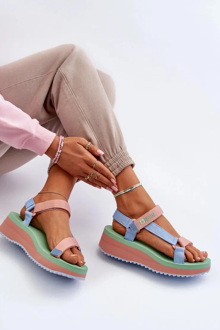 Best Big Star Shoes Sandały Damskie Na Platformie I Koturnie Big Star NN274A055 Niebieskie