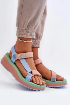 Best Big Star Shoes Sandały Damskie Na Platformie I Koturnie Big Star NN274A055 Niebieskie