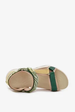 Outlet D.Franklin Sandały Damskie Na Rzepy DFSH406003 Zielone Zielony