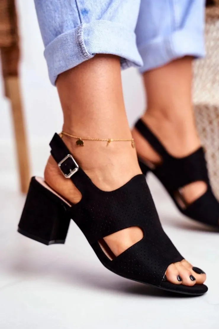 Boto Sandały Ażurowe|Sandały Na Obcasie*Sandały Damskie Na Słupku Ażurowe Czarne Valery