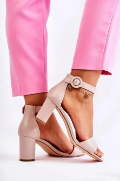 Damskie Evento Sandały Damskie Na Słupku Beżowe Lexi