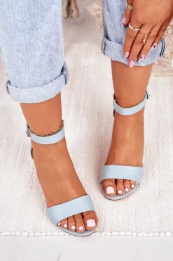 Evento Sandały Na Słupku|Sandały Na Obcasie*Sandały Damskie Na Słupku Błękitne Lexi