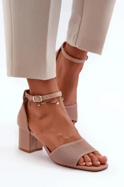 Outlet Evento Sandały Damskie Na Słupku Beżowe Desvia