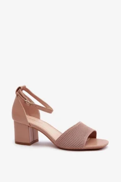 Outlet Evento Sandały Damskie Na Słupku Beżowe Desvia