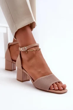 Outlet Evento Sandały Damskie Na Słupku Beżowe Desvia