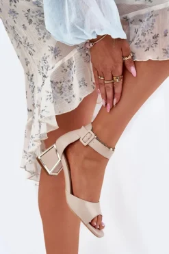 Evento Sandały Na Słupku|Sandały Na Obcasie*Sandały Damskie Na Słupku Beżowe Zennia