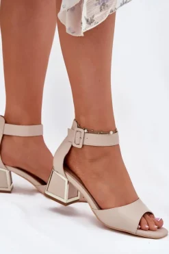 Evento Sandały Na Słupku|Sandały Na Obcasie*Sandały Damskie Na Słupku Beżowe Zennia