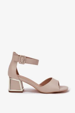 Evento Sandały Na Słupku|Sandały Na Obcasie*Sandały Damskie Na Słupku Beżowe Zennia