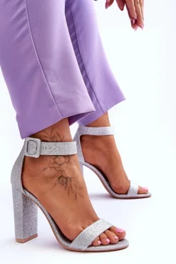 Damskie Boto Sandały Damskie Na Słupku Brokat Srebrne Joalice