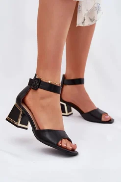 Damskie Evento Sandały Damskie Na Słupku Czarne Zennia