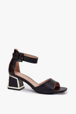 Damskie Evento Sandały Damskie Na Słupku Czarne Zennia