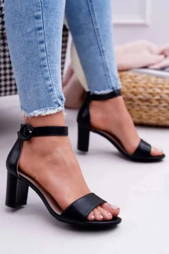 Damskie Evento Sandały Damskie Na Słupku Czarne Lexi