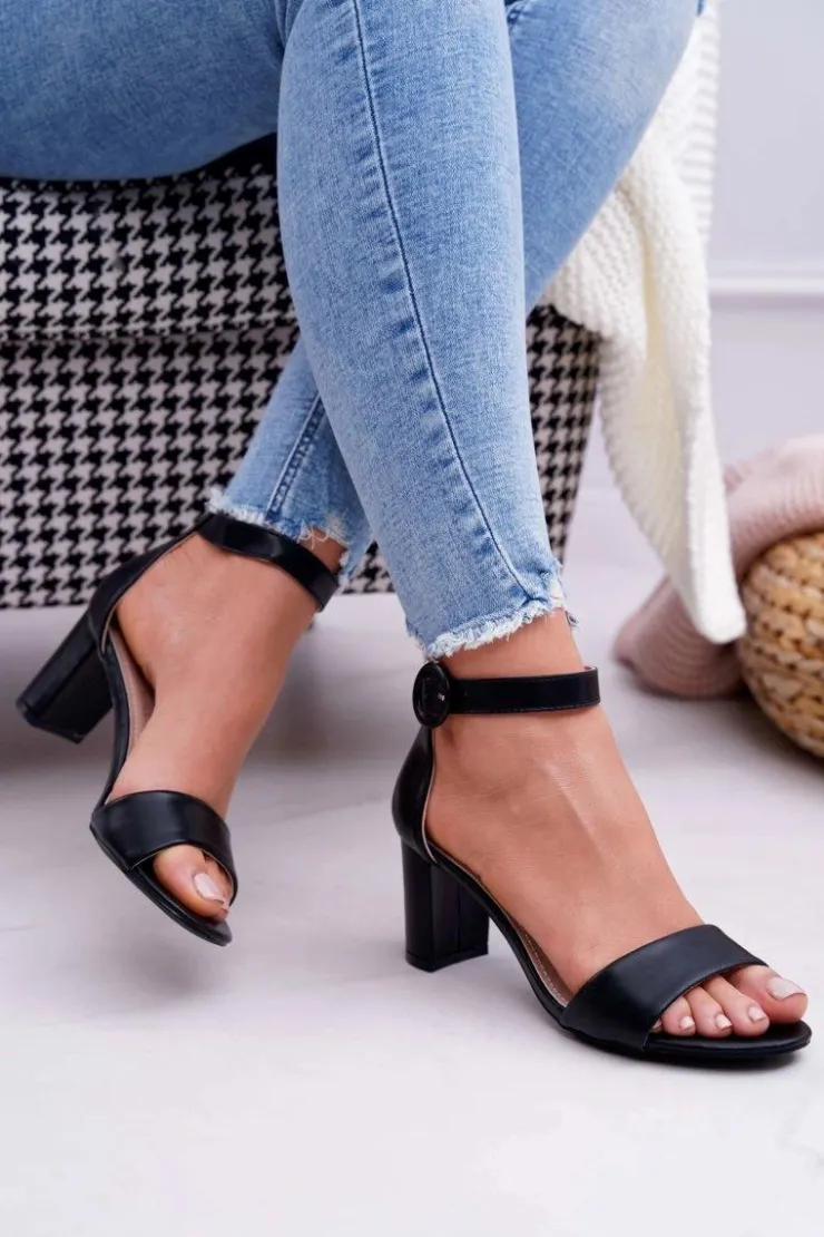 Damskie Evento Sandały Damskie Na Słupku Czarne Lexi