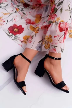 Discount Boto Sandały Damskie Na Słupku Czarne Zephira