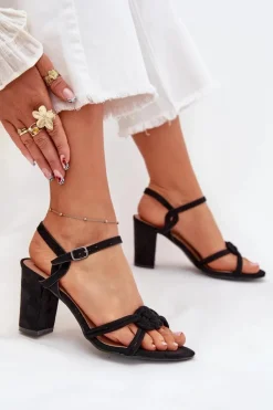 Boto Sandały Na Słupku|Sandały Na Obcasie*Sandały Damskie Na Słupku Czarne Mavira