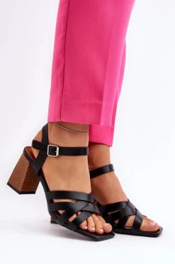 Boto Sandały Na Słupku|Sandały Na Obcasie*Sandały Damskie Na Słupku Czarne Opifiana Czarny
