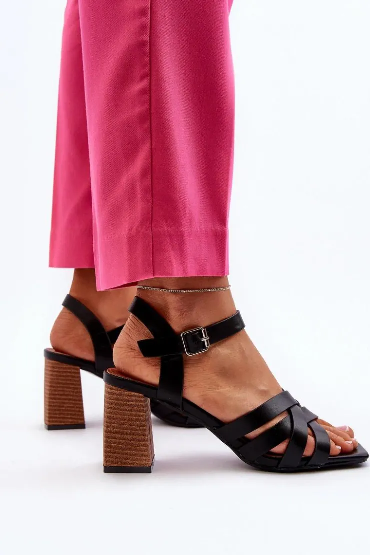 Boto Sandały Na Słupku|Sandały Na Obcasie*Sandały Damskie Na Słupku Czarne Opifiana Czarny