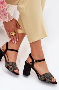 Boto Sandały Na Słupku|Sandały Na Obcasie*Sandały Damskie Na Słupku Czarne Almera