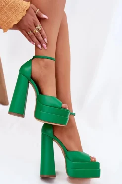 Damskie Boto Sandały Damskie Na Słupku I Platformie Zielone Beloria