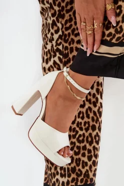 Best Boto Sandały Damskie Na Słupku I Platformie Eko Skórzane Białe Lomman