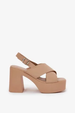 Damskie Boto Sandały Damskie Na Słupku I Platformie Z Eko Skóry Khaki Annavin