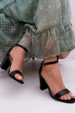 Outlet Boto Sandały Damskie Na Słupku Klasyczne Czarne Fiji