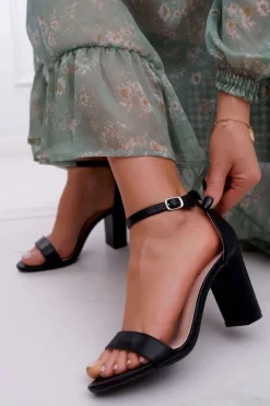 Outlet Boto Sandały Damskie Na Słupku Klasyczne Czarne Fiji