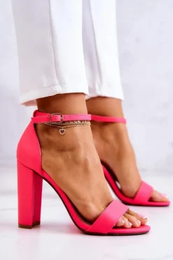 Damskie Boto Sandały Damskie Na Słupku Neon Róż Anastasie