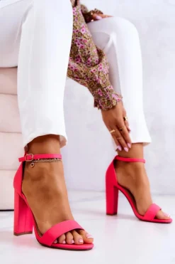 Damskie Boto Sandały Damskie Na Słupku Neon Róż Anastasie